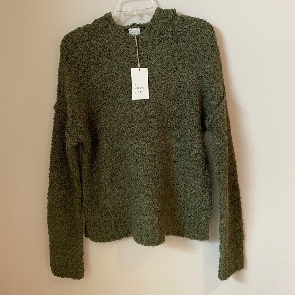 Gorgeous Olive XSmall Textured Hooded Sweater NEW
